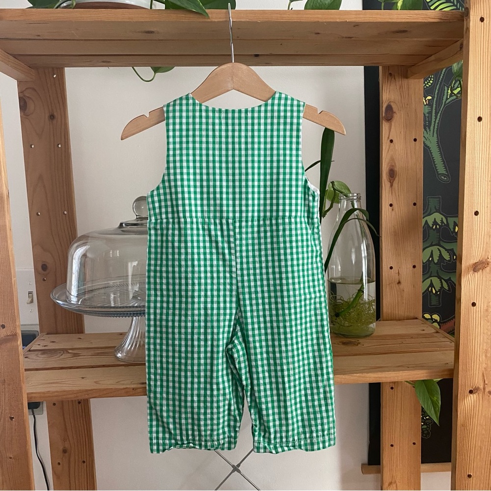 St. Patrick’s Day Shamrock Embroidered Smocked Jon Jon Overall 6-12 months - Picture 3 of 11